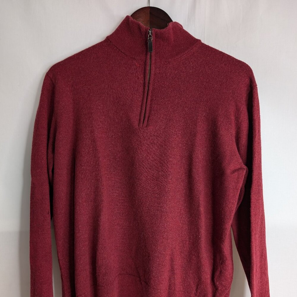 UNTUCKit Men's Heathered Red 1/4 Zip (100% Merino Wool), Size XL